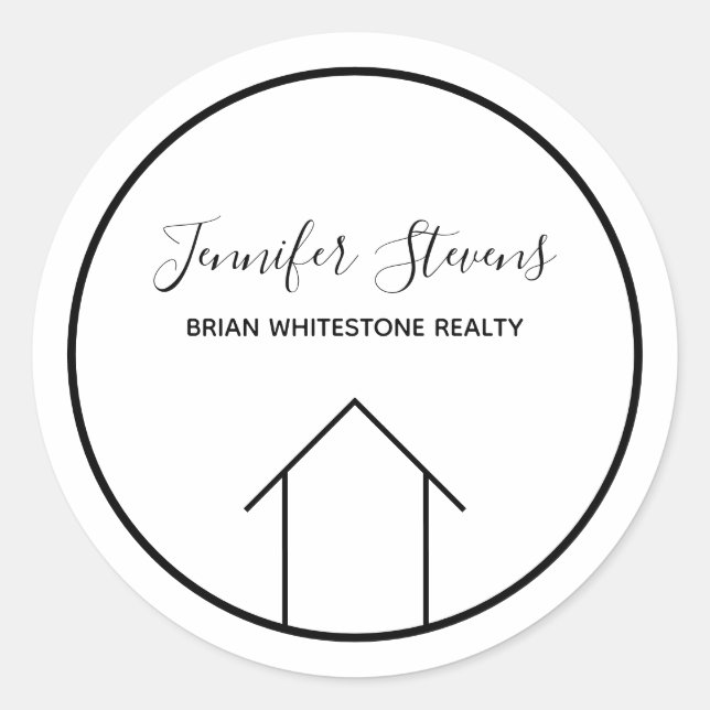 Pegatina Redonda Real Estate Modern House Personalizado Company Mar (Anverso)