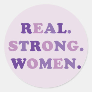 Pegatina Redonda real, fuerte, mujeres.