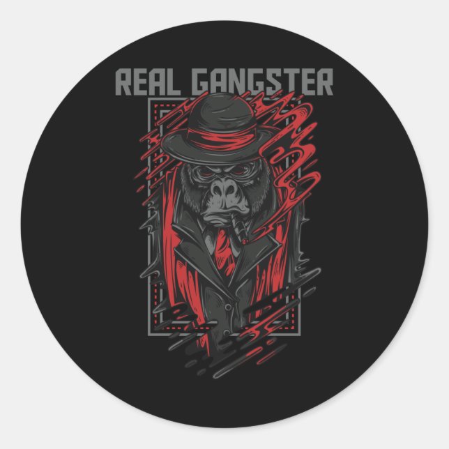 Pegatina Redonda Real Gangster (Anverso)
