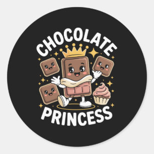 Pegatina Redonda Realeza de Chocolate Adorable Dulce Kawaii Puede
