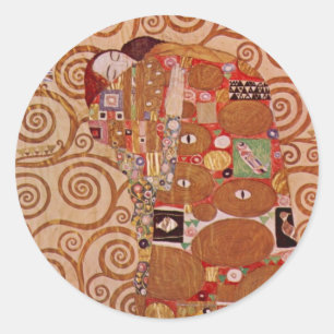 Pegatina Redonda Realización por Gustav Klimt, Arte Nouveau Antiguo