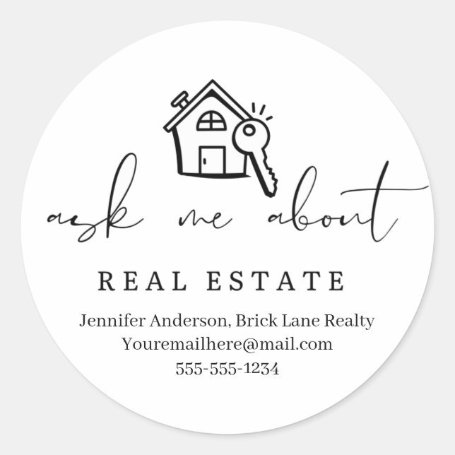 Pegatina Redonda Realtor me pregunta sobre clases promocionales inm (Anverso)