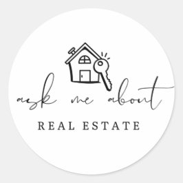 Pegatina Redonda Realtor me pregunta sobre promoción inmobiliaria