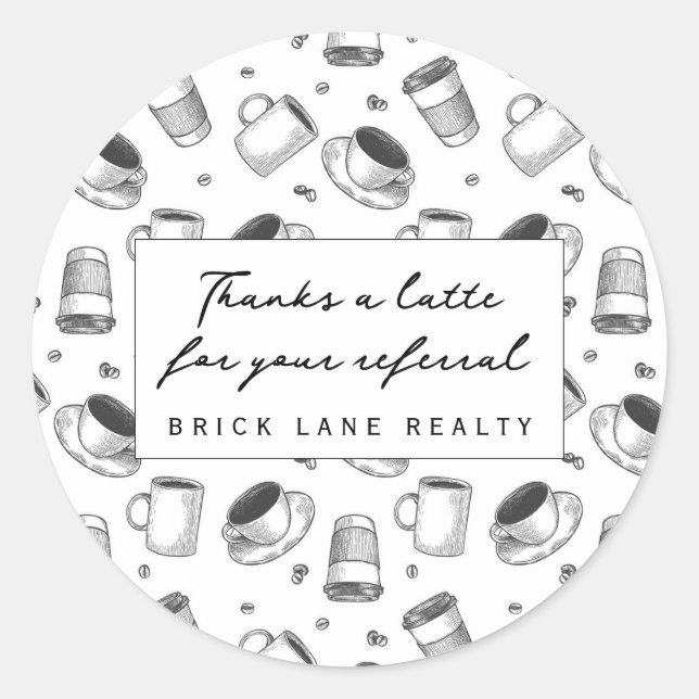 Pegatina Redonda Realty Gracias a un negocio de remisiones tardías (Anverso)