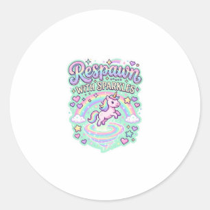 Pegatina Redonda Reaparición de Unicornio con Purpurina Vector Prem