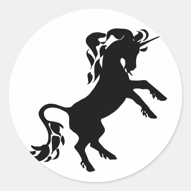 Pegatina Redonda Rearing Unicorn (Anverso)