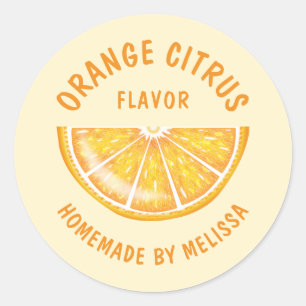 Pegatina Redonda Rebanada de fruta naranja sabor personalizado prod