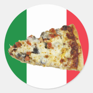 Pegatina Redonda Rebanada de la pizza en colores de la bandera