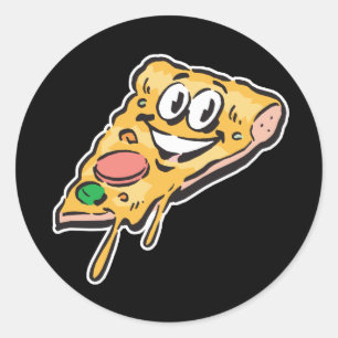 Pegatina Redonda rebanada de pizza de cara feliz