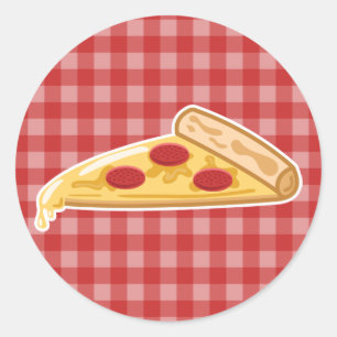 Pegatina Redonda Rebanada de pizza de dibujos animados