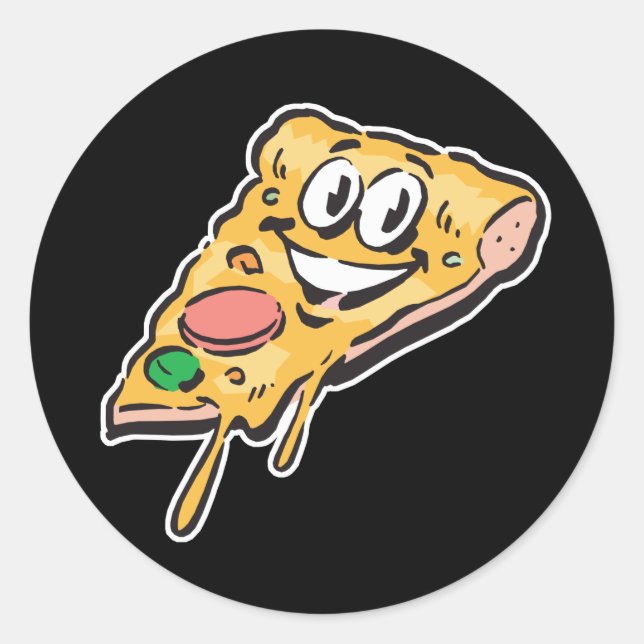 Pegatina Redonda rebanada de pizza facial feliz (Anverso)