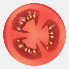Pegatina Redonda Rebanada de tomate rojo