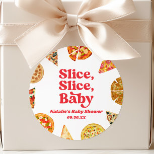 Pegatina Redonda ¡Rebanada, Rebanada, Bebé! Pizzza Baby Shower