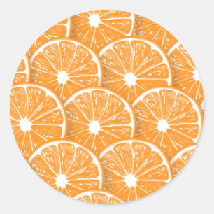 Pegatina Redonda rebanadas naranjas