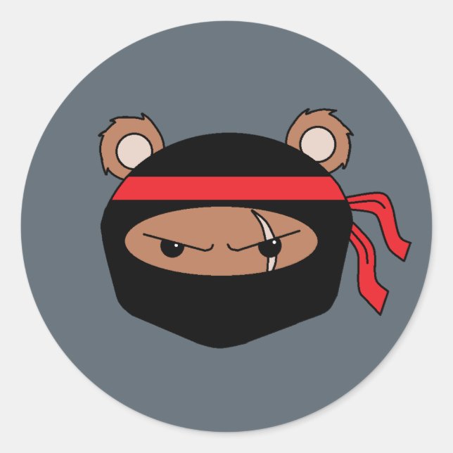 Pegatina Redonda Rebel Bear Ninja (Anverso)