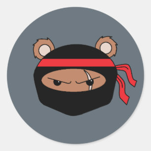 Pegatina Redonda Rebel Bear Ninja