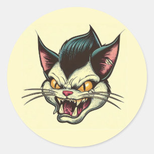 PEGATINA REDONDA 'REBEL CAT'