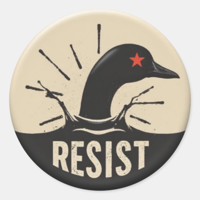 Pegatina Redonda Rebel Loon Headfirst Dive – Resist Badge (Anverso)