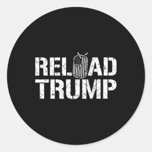 Pegatina Redonda Recargar Veterano de Trump Para Trump 