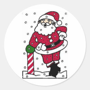 Pegatina Redonda Recargos de Santa en focas de Navidades del Polo N