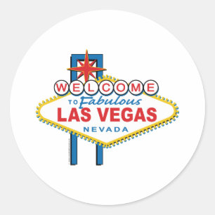 Pegatina Redonda Recepción-a-Las-Vegas