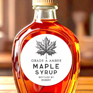 Pegatina Redonda Receta casera de jarabe de arce