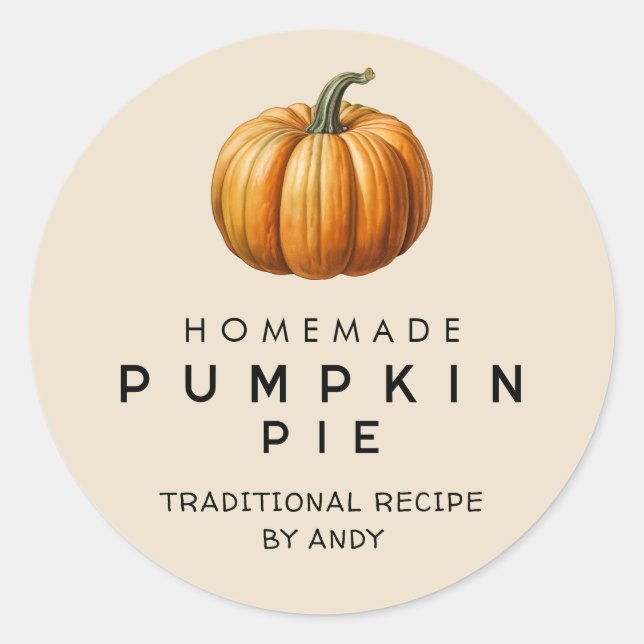 Pegatina Redonda Receta casera de tarta de calabaza (Anverso)