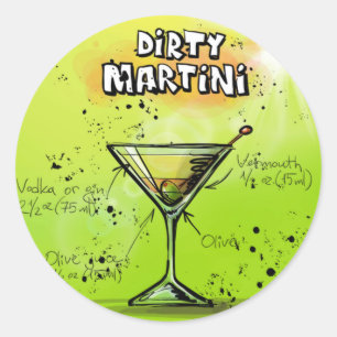 Pegatina Redonda Receta de cóctel Martini