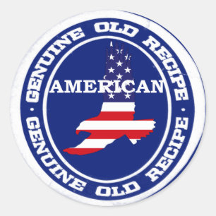 Pegatina Redonda Receta genuina norteamericana