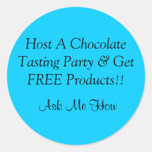 Pegatina Redonda Reciba un fiesta de la prueba del chocolate