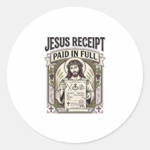 Pegatina Redonda Recibo de Jesús Pagado en su Totalidad Recibo de J