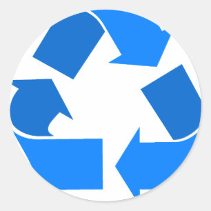 Pegatina Redonda reciclador azul claro