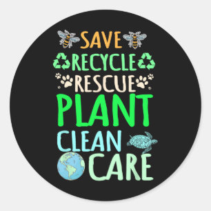 Pegatina Redonda Reciclaje ambientalista reciclar el rescate del Dí