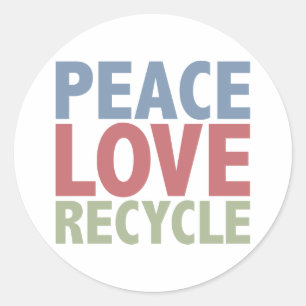 Pegatina Redonda Reciclaje de amor por la paz