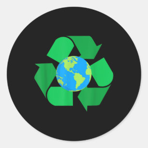 Pegatina Redonda Reciclaje del planeta Tierra Medio Ambiente de Pro