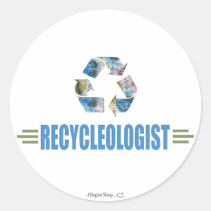 Pegatina Redonda Reciclaje humorístico
