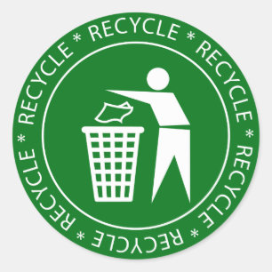 Pegatina Redonda Reciclando Pegatinas de Rótulo
