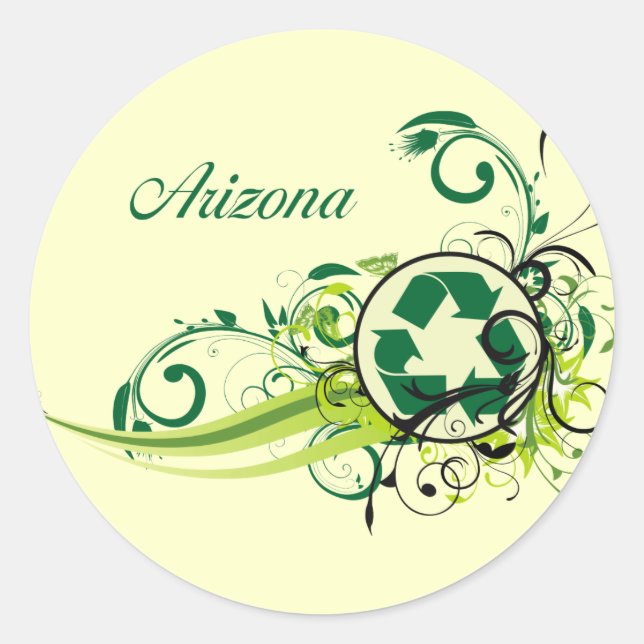 Pegatina Redonda Reciclar Arizona (Anverso)