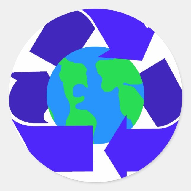 Pegatina Redonda reciclar azul (Anverso)