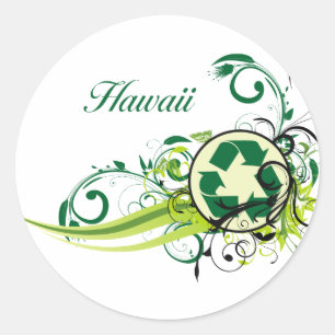 Pegatina Redonda Reciclar Hawaii