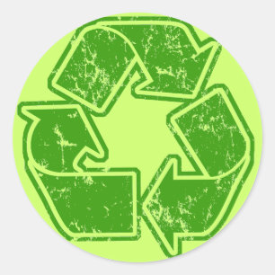 Pegatina Redonda Reciclar la cosecha gráfica