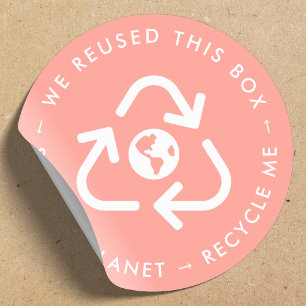 Pegatina Redonda Reciclar mi paquete reutilizado Guardar el coral d