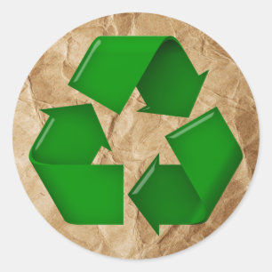 Pegatina Redonda Reciclar - Papel arruinado