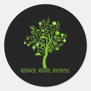 Pegatina Redonda Reciclar reducir la reutilización del planeta para