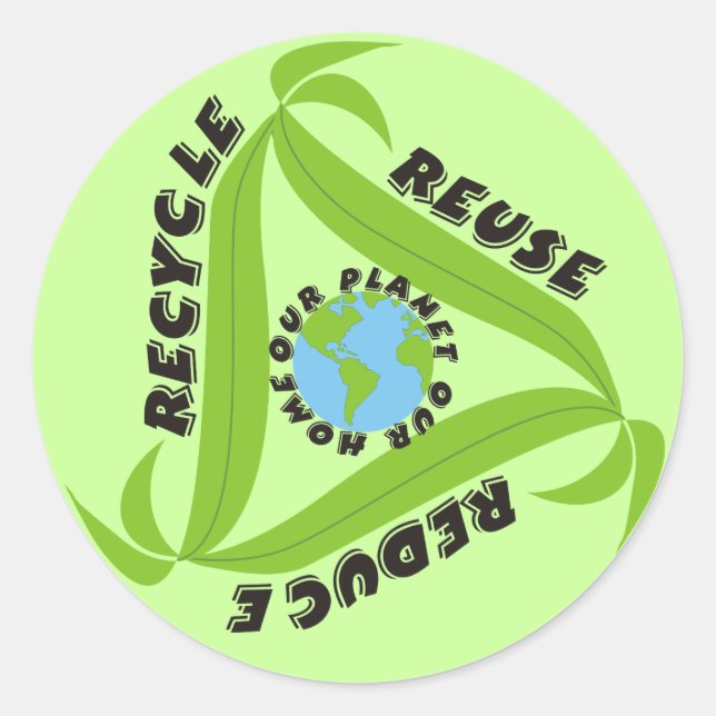 Pegatina Redonda Reciclar, reutilizar, reducir Pegatinas (Anverso)