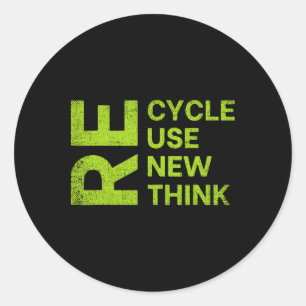 Pegatina Redonda Reciclar Reutilizar Renovar Repensar Ciclo Usar Nu