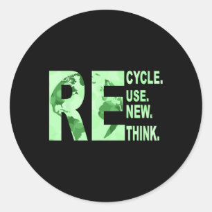 Pegatina Redonda Reciclar Reutilizar Renovar Repensar Para El Recyc