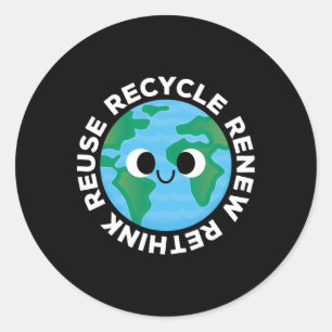 Pegatina Redonda Reciclar reutilizar repensar crisis de repensar E 