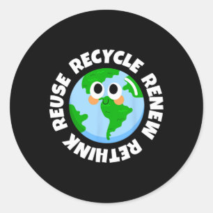 Pegatina Redonda Reciclar reutilizar repensar crisis de repensar E