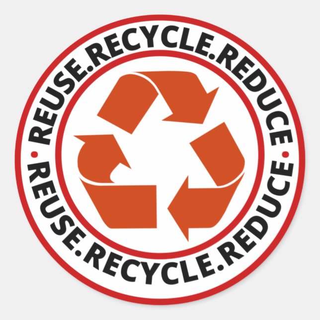 Pegatina Redonda Reciclar símbolo negro (Anverso)